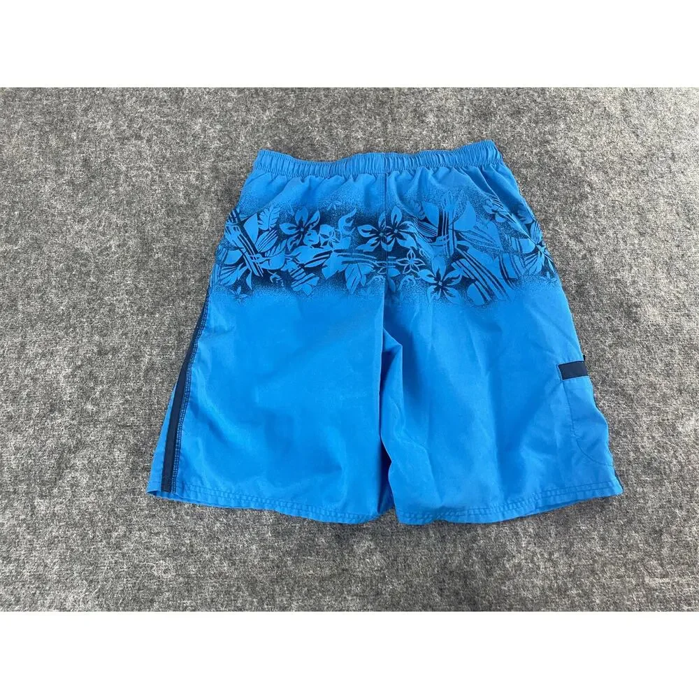 Nike Swim Trunks Mens Shorts Medium Blue Floral Board Shorts Stretch Beach N246